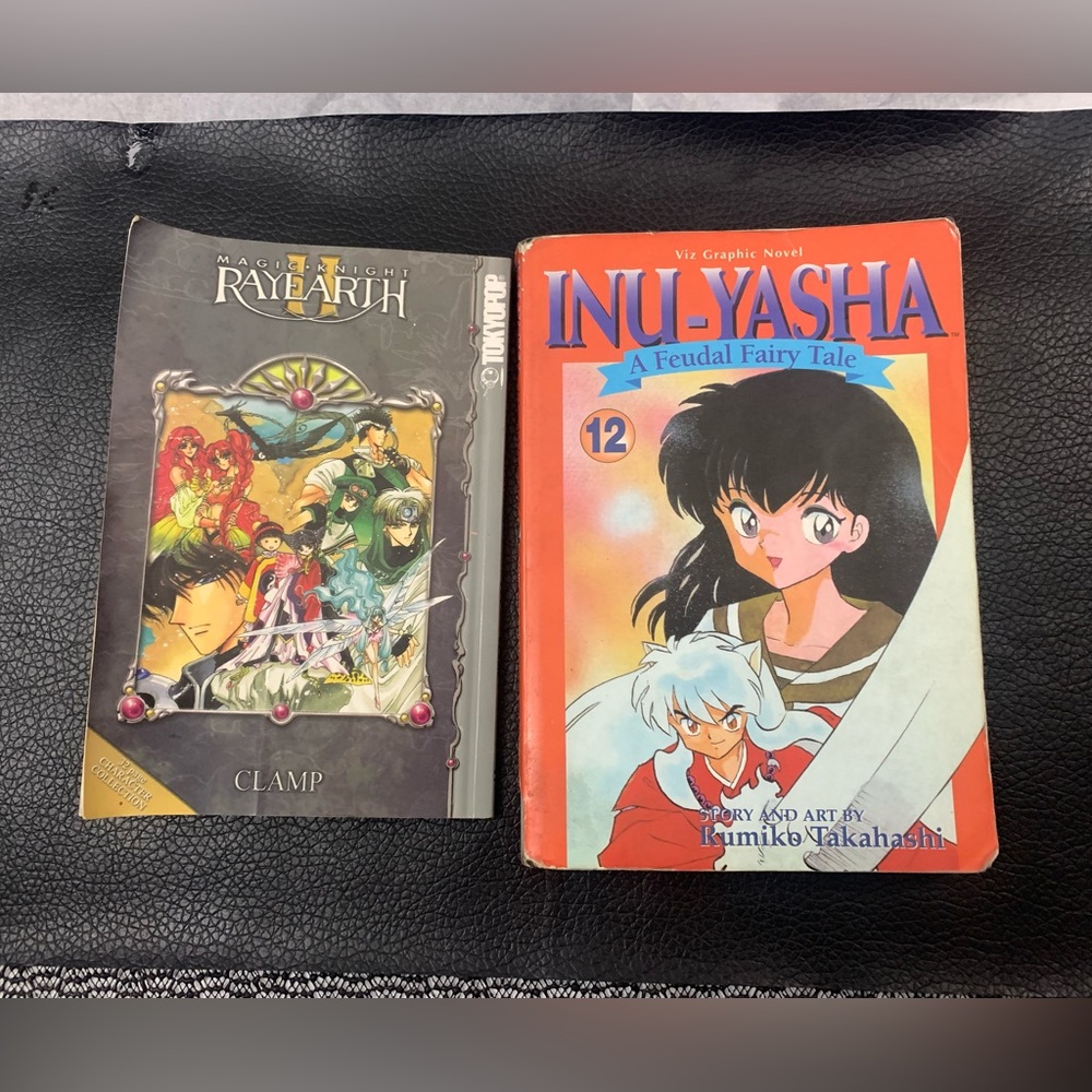 2 Anime Manga Books: Inuyasha 12 Feudal Fairy Tale  Rayearth Magic Knight 2